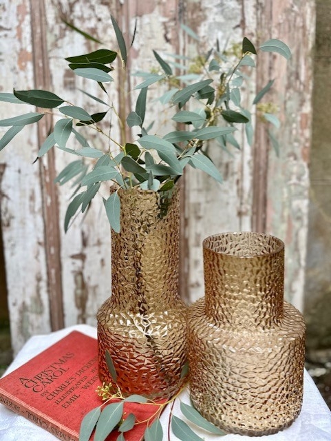 Amber textured Glass Vases