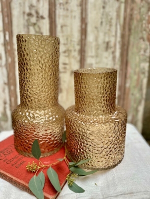 Amber textured Glass Vases