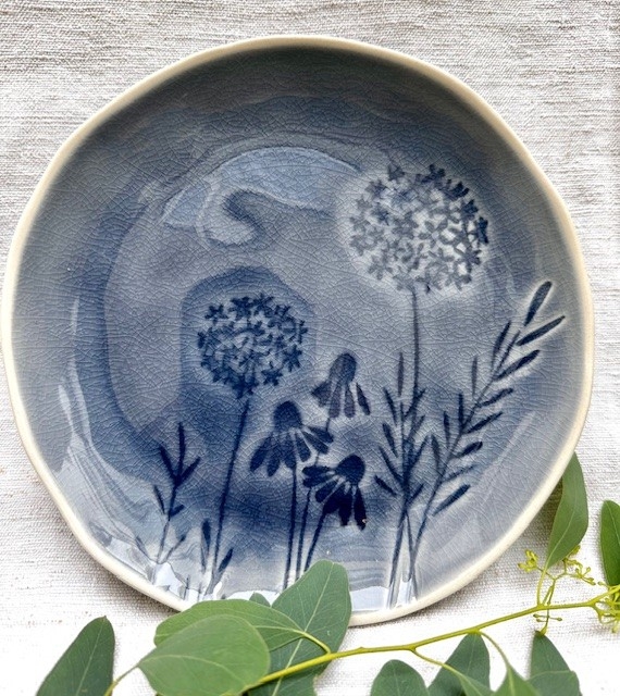 Blue Meadow Jug and Plate Set