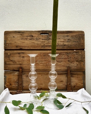 Pair of Glass Candlesticks