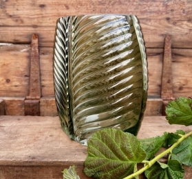 Oval Green Leaf Vase