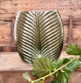 Oval Green Leaf Vase