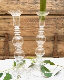 Pair of Glass Candlesticks